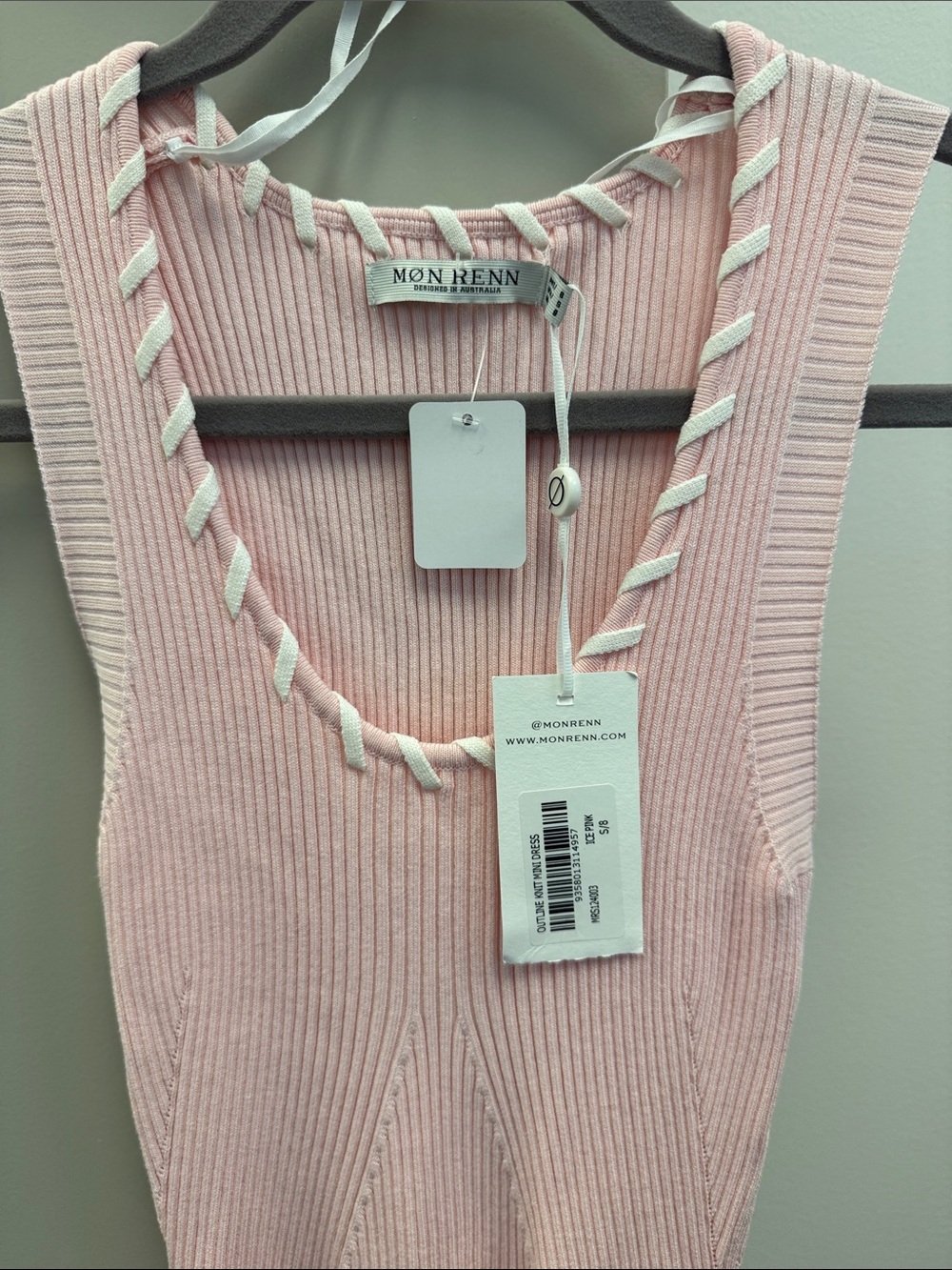 Mon Renn Pink Ribbed Tank Dress with Braided Trim - Picture 5 of 5